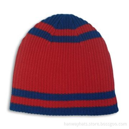 Women's Winter Sports Knitted Beanie with Multi-color Stripe Design, Made of Acrylic